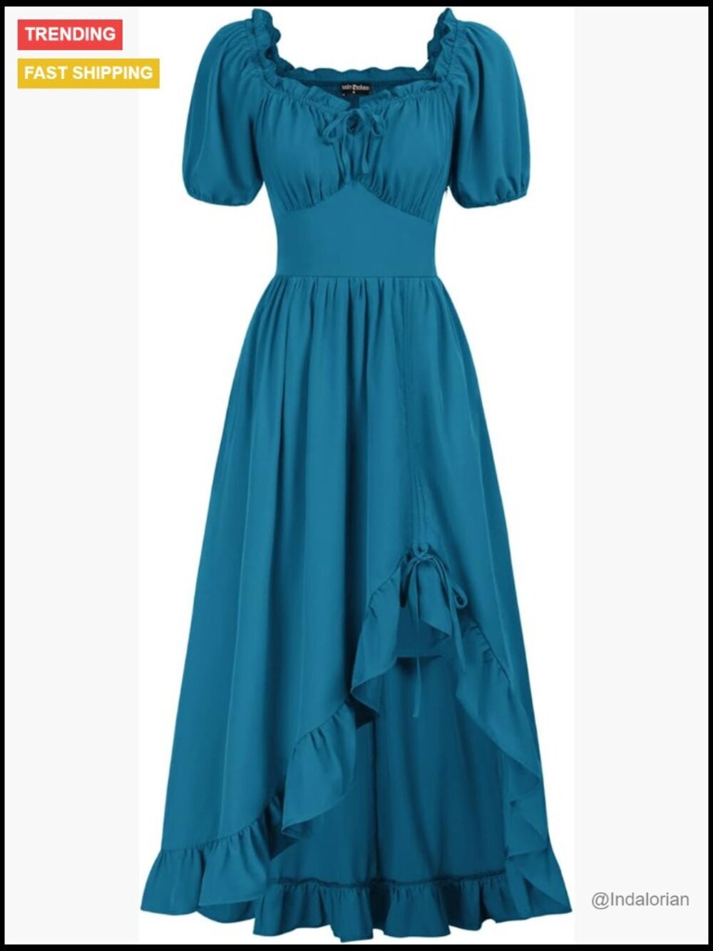 Corset Lace-Up Renaissance Dress with Pockets High Low Ruffle Maxi - Women's